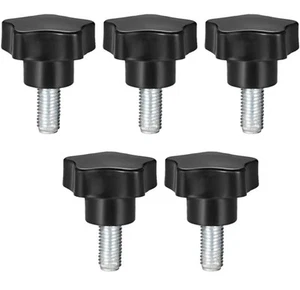 5 Pcs Star Knobs Grips M12 x 30mm Male Thread Steel Zinc Stud Replacement PP - Picture 1 of 4
