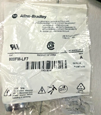Allen Bradley Pulsador Al ras Iluminado Transparente 800FM-LF7 (LOTE DE 5) Serie A Foto 1 de 4