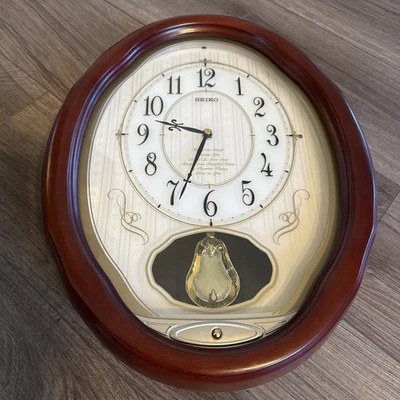 Seiko Melodies In Motion W/ Crystal Pendulum Brown Trim QXM129BRH - Image 1 of 4