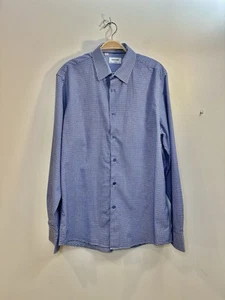 EUC Duchamp Dress Shirt Button Up Sz 16.5 / L 42 Blue & White Check Tailored Fit - Picture 1 of 13