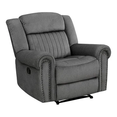 Lexicon 19.5" Transitional Wood and Polyester Reclining Chair in Charcoal - Image 1 of 4