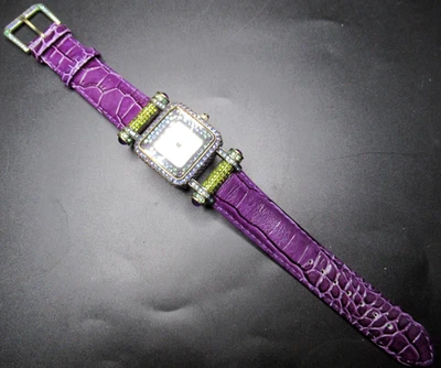 Reloj HEIDI DAUS de cuero púrpura de cristal colorido Foto 1 de 4