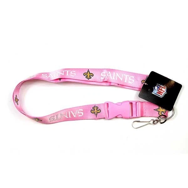 New Orleans Saints Pink ID Lanyard Keychain Keyring W/Clip NFL New - Image 1 of 1