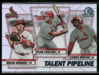 2020 Bowman Chrome Talent Pipeline Cardinals Nolan Gorman Carlson Montero  - Image 1 of 2