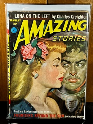 Vintage Pulp Fiction AMAZING STORIES January 1953 Horror Science Fiction v 27 #1 - Image 1 of 4