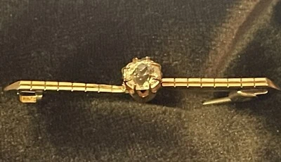 Broche prendedor de piedra de vidrio púrpura redondo diseño simple YG de oro amarillo de 10 k 2,16 g 🌺🌺 Foto 1 de 4