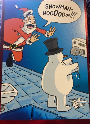 Christmas Wishes, Funny Snowman Using Hand Dryer, RPG, Greeting Card - Image 1 of 4