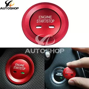 Red Keyless Engine Start/Stop Push Button Trim Cover Ring For Cadillac Chevy GMC - Foto 1 di 5