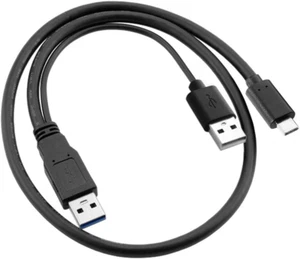 Type-C USB-C to USB 3.0 Male & USB 2.0 Dual Power Data Y Cable for Laptop & H... - Picture 1 of 1
