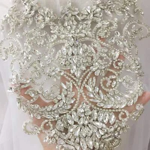 1 Piece / 2 COLORS / Bridal Wedding Party Rhinestone Bridal Beaded Glitter Full - Picture 1 of 7