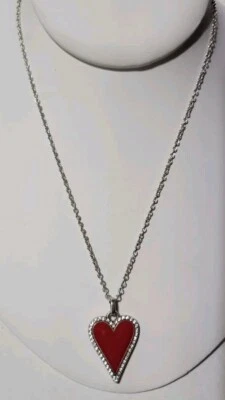 Brighton DESLUMBRANTE ROJO Plata Rojo Esmalte Cristal Corazón Colgante Collar, Nuevo con Etiquetas Foto 1 de 4
