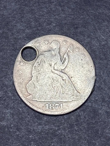 #018, 1871 CC Carson City Seated Liberty US Half Dollar 50c, Extremely Rare Date Cover