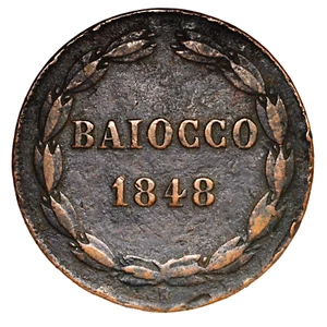 STATO PONTIFICIO Pio IX 1 Baiocco 1848 R ANN. IV  1° tipo - Rara - Picture 1 of 2