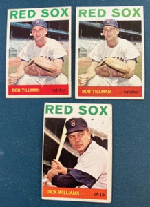 1964 BASEBALL CARD LOT OF 3 BOSTON RED SOX #112 TILLMAN X2 & #153 DICK WILLIAMS - Picture 1 of 2
