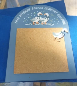 Vintage Blue Country Goose Cork Board Kitchen Wall Sign Beautiful 3D - Picture 1 of 8