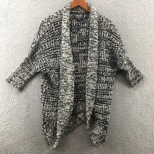 Miss Me Cardigan Womens S Black White Oversized Dolman Sleeve Knitted Open Front - Picture 1 of 14