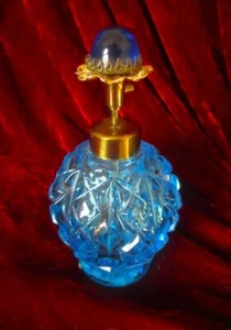BOTELLA DE PERFUME ATOMIZADOR DE VIDRIO AZUL VINTAGE AÑOS 50 DE IRICE - JAPÓN - Imagen 1 de 4