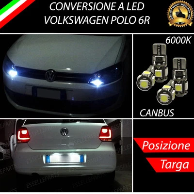 LUCI POSIZIONE A LED + LUCI TARGA LED CANBUS VW POLO 6R NO ERROR FINO AL 2013 - Immagine 1 di 3
