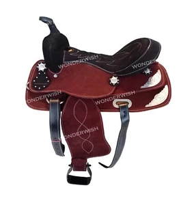 Sillín de caballo de barril sintético Western Cordura Trail negro y marrón tamaño 10"-18"  - Imagen 1 de 5
