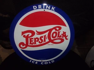 Letrero de metal Pepsi-Cola de 12 pulgadas de diámetro - Imagen 1 de 2