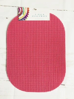Waffle Weave PVC Vinyl Placemats Town & Country Living Set of 4 PINK - Image 1 of 2