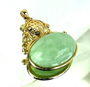 COLGANTE CHINO JADE 14K en ORO VINTAGE E INUSUAL! - Imagen 1 de 4