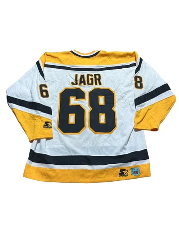 Vintage 90s Pittsburgh Penguins Jaromir Jagr Jersey Starter White Size XL Cover