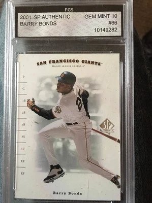 2001 SP Authentic Barry Bonds #66 San Francisco Giants FGS 10 - Image 1 of 2