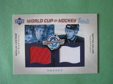 2004-05 UPPER DECK WORLD CUP TRIBUTE LIDSTROM OHLUND DUAL GAME JERSEY #WC-NL/MO
