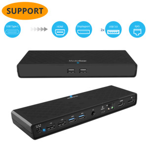 USB C Dock w/ Power Delivery: Dual Display 1x HDMI 1x Displayport (Refurbished)