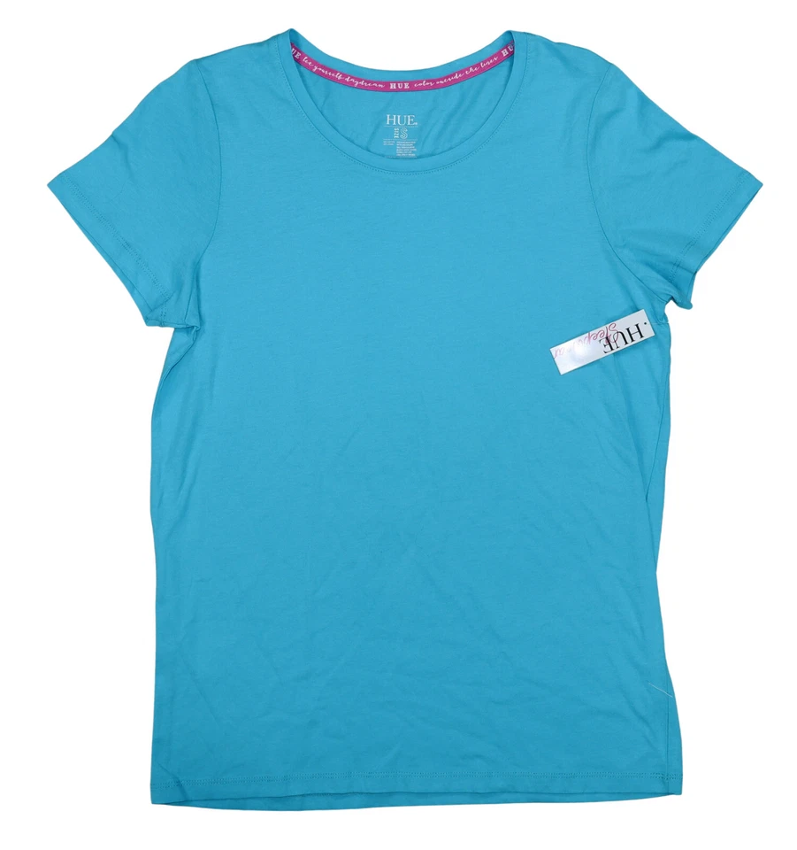 HUE Short Sleeve Scoop Neck PJ Tee Scuba Blue SMALL