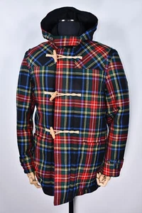 Gloverall X Lochcarron Tartan Check Stewart Black Insulated Duffle Coat size M - Picture 1 of 13