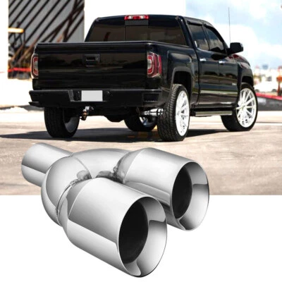Para Chevy Silverado GMC Sierra 1500 2019-25 6,2 L 2 piezas doble punta de escape 2,5" entrada Foto 1 de 4