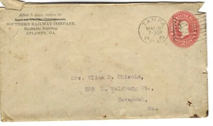US Scott U362 2 Cent Embossed Red Washington Stamp 1903 Envelope Tampa FL Cancel - Picture 1 of 2