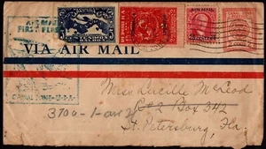 Canal Zone - 1929 - Dual Franking w Panama Lindberg First Flight Cover # UC2 - Picture 1 of 2