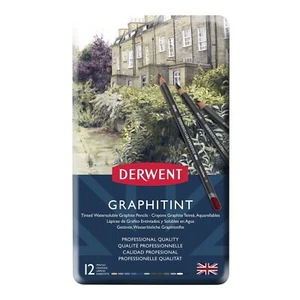 Derwent Graphitint Watersoluble Graphite Pencils Tin Case 12 Assorted 700802 - Picture 1 of 6