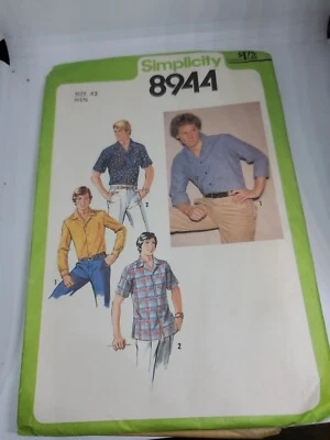 8944 Vintage Simplicity SEWING Pattern Mens 1970s Top Stitched Casual Shirt 42 - Image 1 of 4