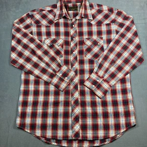 Vintage 90’s Rustler Wrangler Aztec Western Pearl Snap Button Down Shirt Red L - Picture 1 of 8
