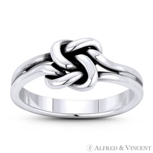 Anillo Promesa Marinero Marinero Plata Esterlina .925 Dije Nudo de Amor Entrelazado - Imagen 1 de 1