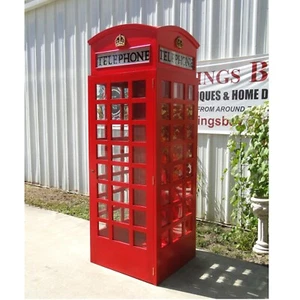 British Red Telephone Phone Box Booth Wood Old Replica English London - Picture 1 of 9