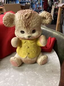 Vintage 1962 Edward Mobley Teddy Bear Squeaker Rubber Toy Baby Blinking Eyes 10"