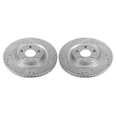 PowerStop Evolution Drilled Slotted Rotors Pair Rear For Audi S4 - Image 1 of 3