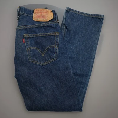 Levi's 501 Men's Jeans Button Fly Original Fit Straight Leg, Dark Blue 30X28 Y2K - Image 1 of 4