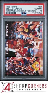 1993 HOOPS #289 MICHAEL JORDAN-JOHN STOCKTON PSA 10 - Picture 1 of 3