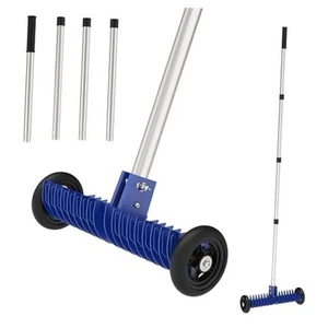Lawn Thatch Rake, 15-Inch Steel Dethatching Tool, Adjustable 0-15° Angle and - Picture 1 of 8