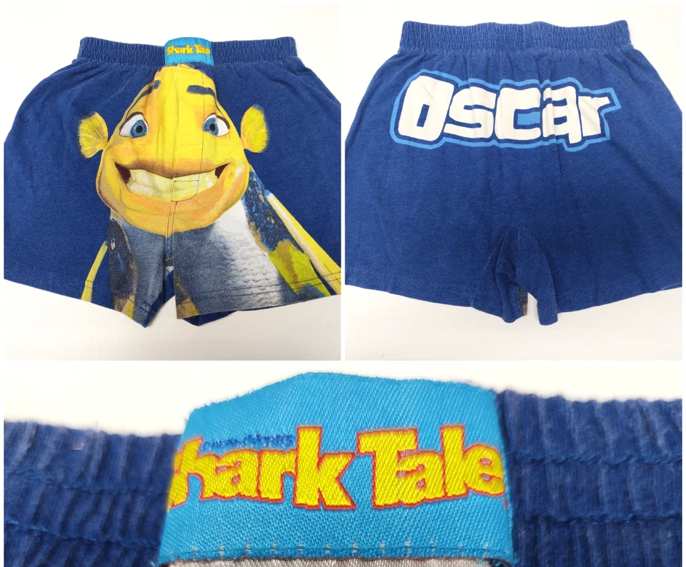 复古 2004 Dream Works Shark Tale Oscar PJ 睡衣短裤 ~ 儿童 L 码 (10-12) — 第 1/4 张图片