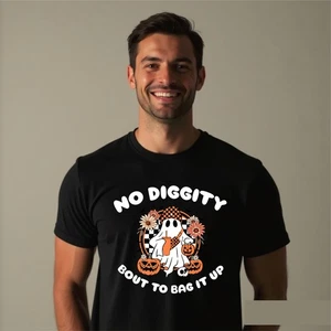 Camiseta No Diggity Bout To Bag It Up, Divertida Halloween Truco o Trato Espeluznante Boo - Imagen 1 de 6