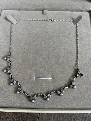 Collar de plata de ley 925 con piedra lunar arco iris, perlas Foto 1 de 4