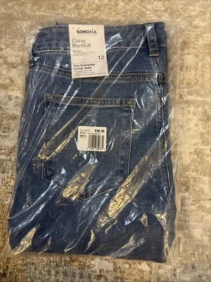 Jeans bootcut feminino Sonoma cintura alta, tamanho 12, ajuste curvilíneo - Imagem 1 de 3