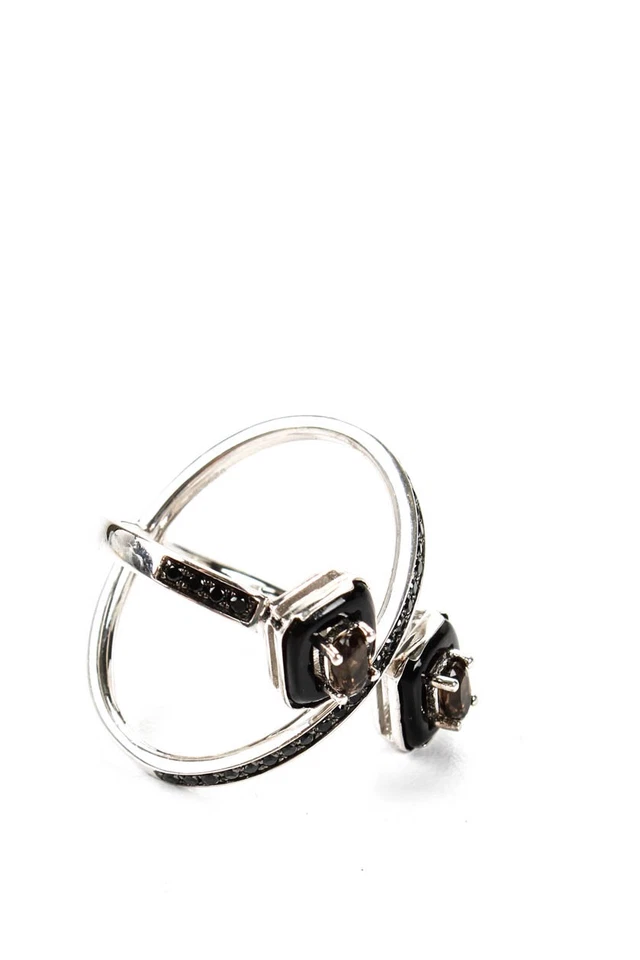 Anillo cruzado de zilcon cuarzo ahumado de plata esterlina negro Rarities para mujer Foto 1 de 4